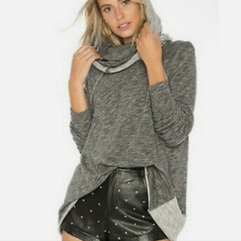 Free People Beach Grey Cocoon Cowl Pullover